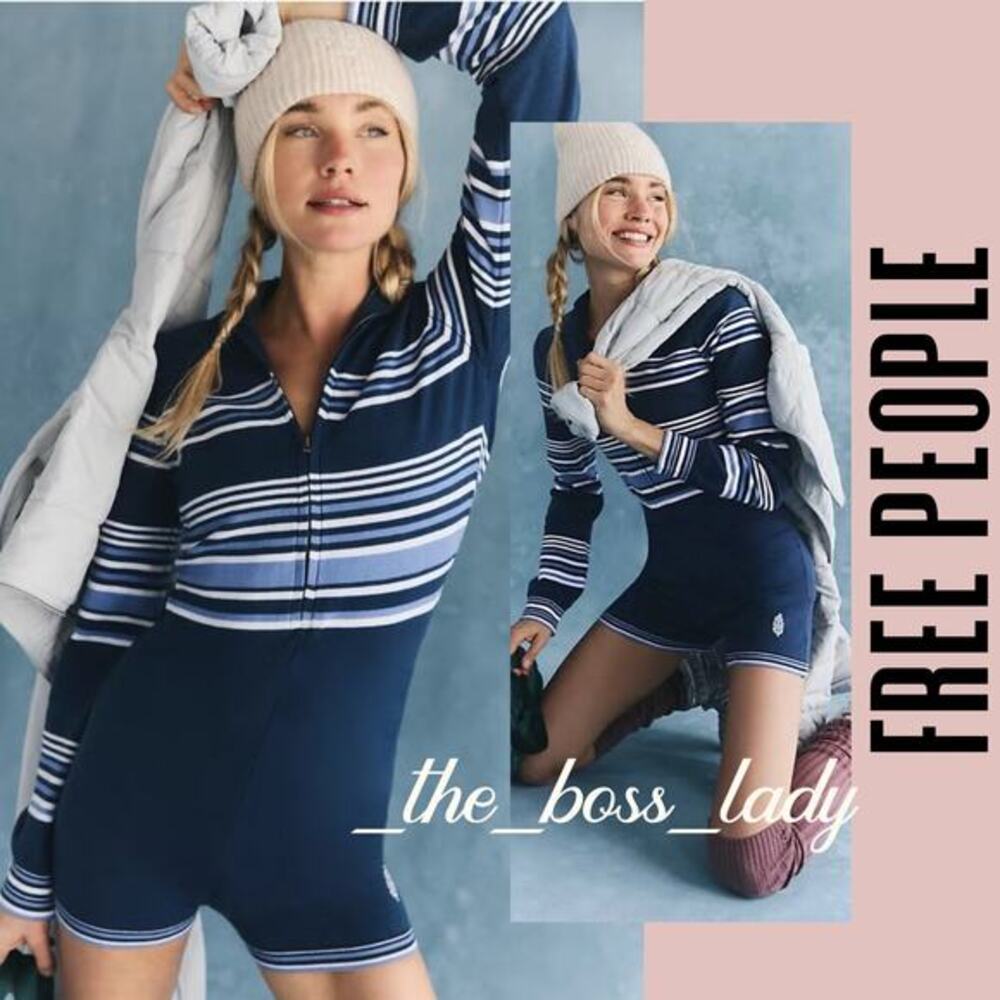 Free People romper knit playsuit cotton blend stretchy sporty Movement XS